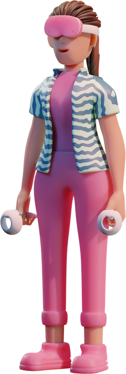 Character woman with headset VR, Metaverse 3d Illustration